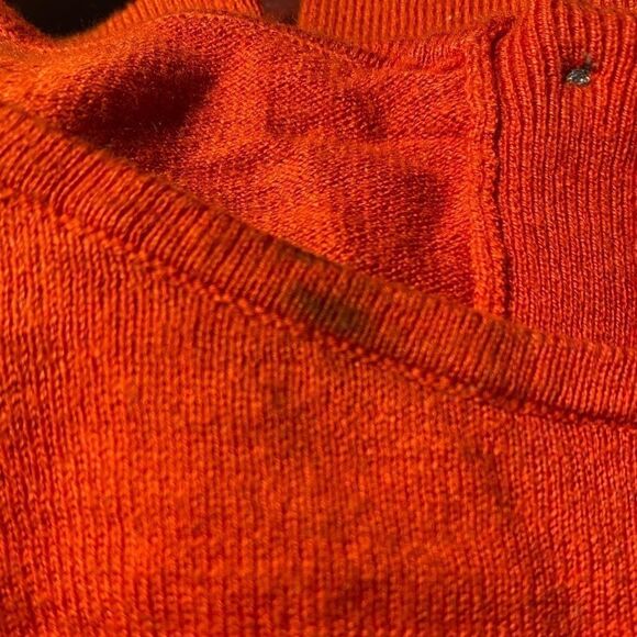 Ann Taylor Loft orange striped button sweater - Picture 3 of 5